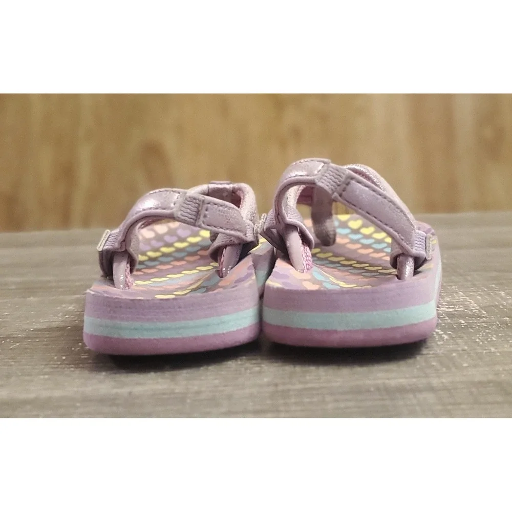 Reef‎ Little Ahi Flip Flop Sandals Toddler Size 7 Purple Hearts